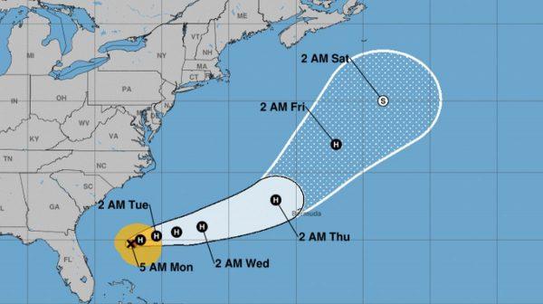 Hurricane Humberto is located about 760 miles west of the island of Bermuda and has maximum sustained winds of 85 mph with higher gusts. (NOAA)