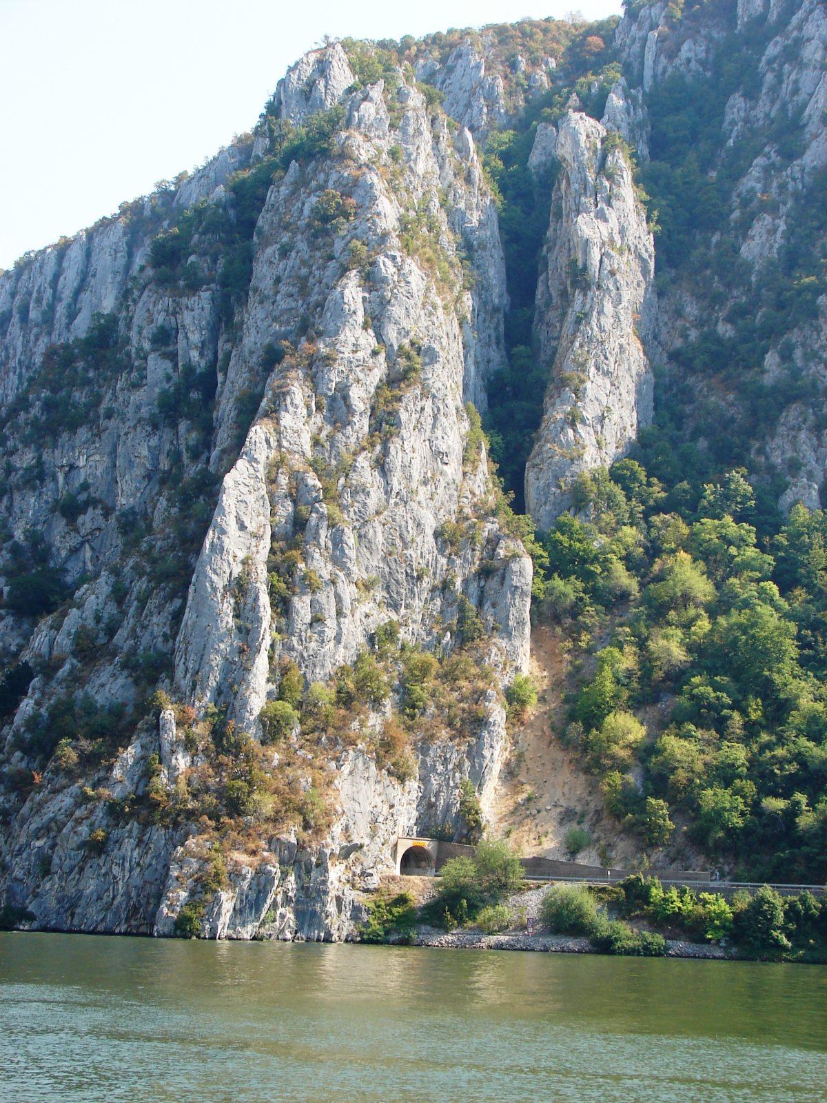 There are some steep cliffs and rock tunnels along this section of the Danube River. (John M. Smith)