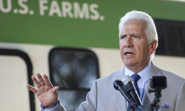 Rep. Jim Costa (D-Calif.) joins Members of Congress and farmers from across the country to rally for the United States-Mexico-Canada Agreement (USMCA) on the National Mall in Washington on Sept. 12, 2019. (Samira Bouaou/The Epoch Times)