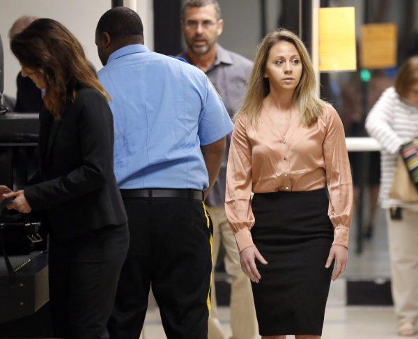 Fired Dallas police officer Amber Guyger arrives for jury selection in her murder trial at the Frank Crowley Courthouse in downtown Dallas on Sept. 13, 2019. (Tom Fox/The Dallas Morning News via AP)