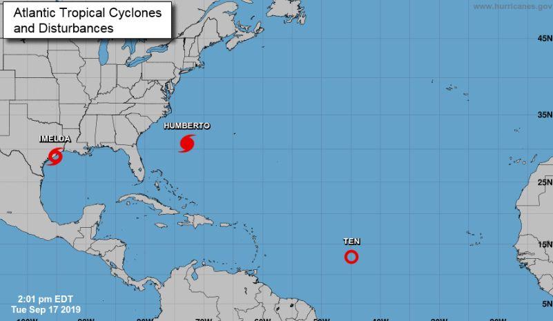 Tropical Depression 10 formed in the Atlantic Ocean and could become a hurricane before Friday, Sept. 20 (NHC)
