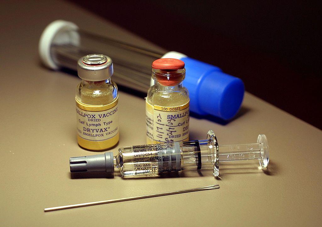 Vials of smallpox vaccine sit on a counter before a vaccination at a facility in Altamonte Springs, Florida, on Dec. 16, 2002. (Chris Livingston/Getty Images)