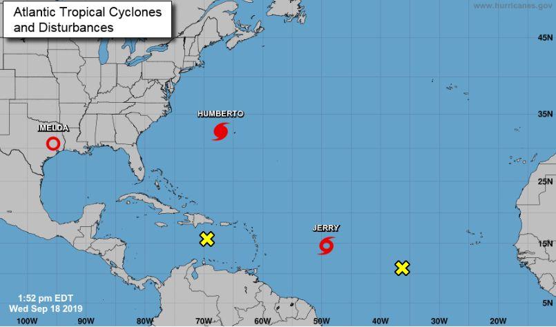 Tropical disturbances and cyclones across the Atlantic basin (NHC)