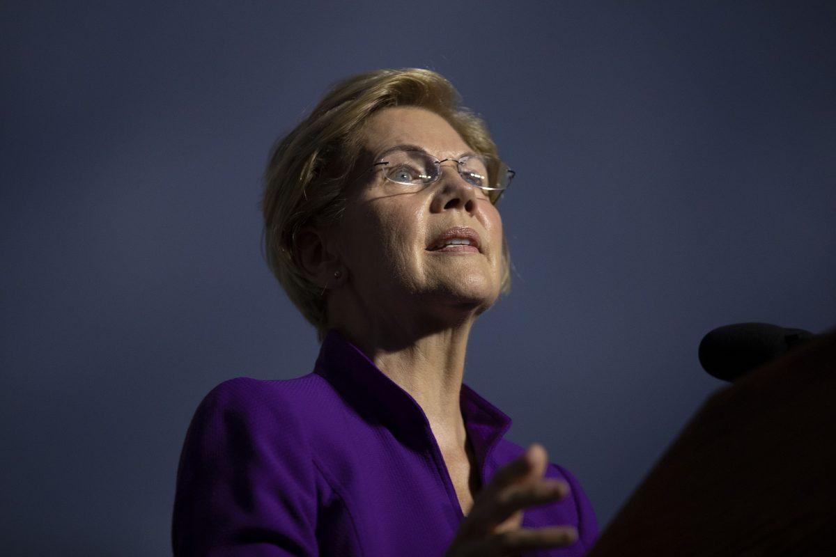 Democratic presidential candidate Sen. Elizabeth Warren (D-Mass.) speaks during a rally in New York City on Sept. 16, 2019. (Drew Angerer/Getty Images)