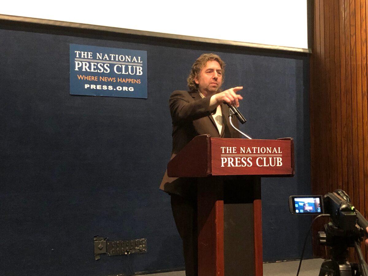 Filmmaker Joel Gilbert at the National Press Club in Washington on Sept. 16, 2019. (Matthew Vadum/The Epoch Times)