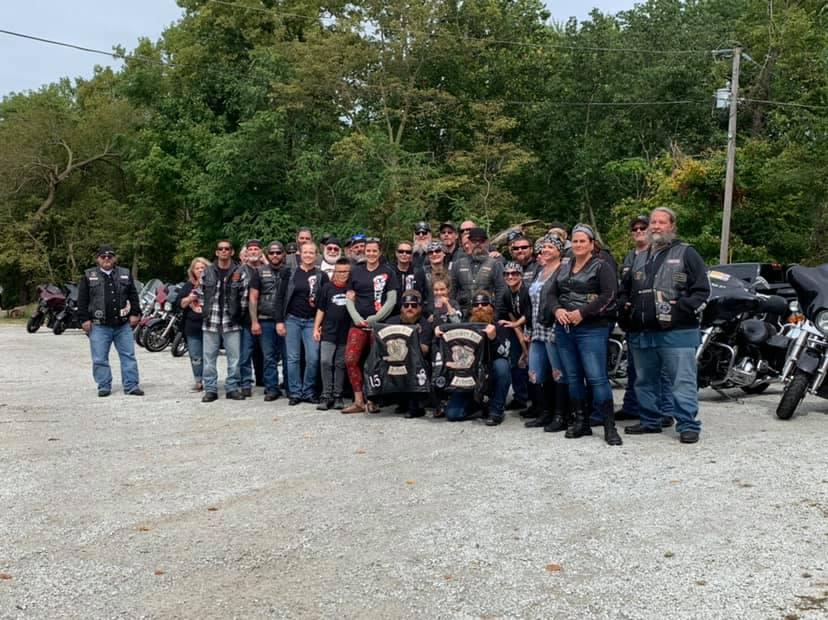 Bikers, including some with Milwaukee Iron, stopped by an 8-year-old's lemonade stand to honor her mother, who helped some of them after a crash last year. (Courtesy of Daryn Sturch)