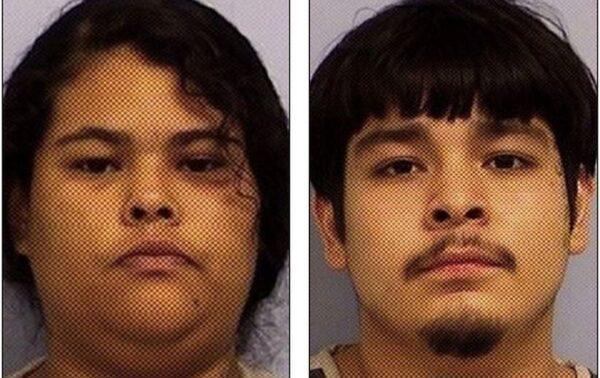 Kiara Paz (L) and Andrew Nino (R) in mug shot (Austin Police Department)