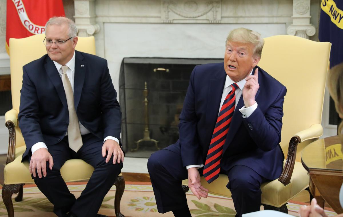 U.S. President Donald Trump speaks to reporters as he meets with Australia’s Prime Minister Scott Morrison in the Oval Office of the White House in Washington, U.S., Sept. 20, 2019. (Reuters/Jonathan Ernst)