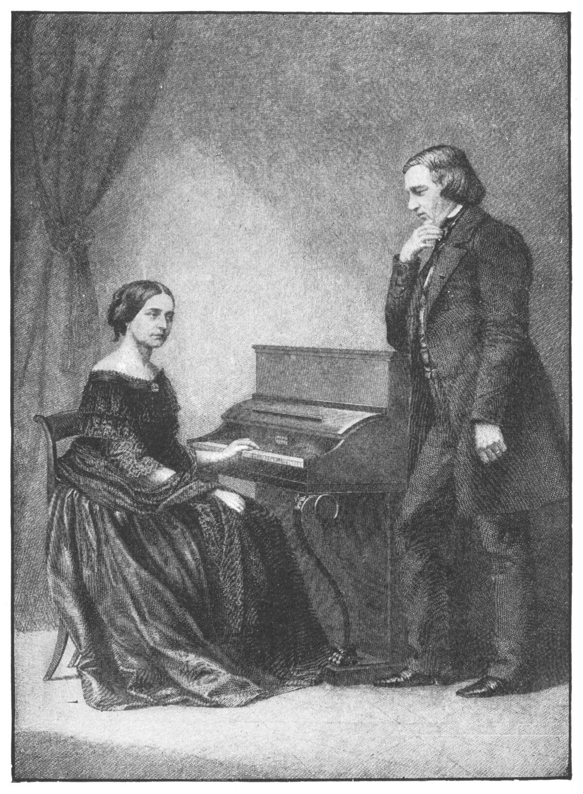Clara and Robert Schumann in an illustration from "Famous Composers and their Works," published in 1906. (Public Domain)