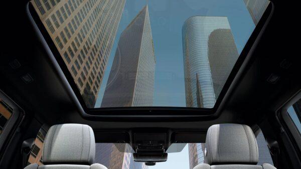 Looking through the panoramic moonroof. (Courtesy of Land Rover)