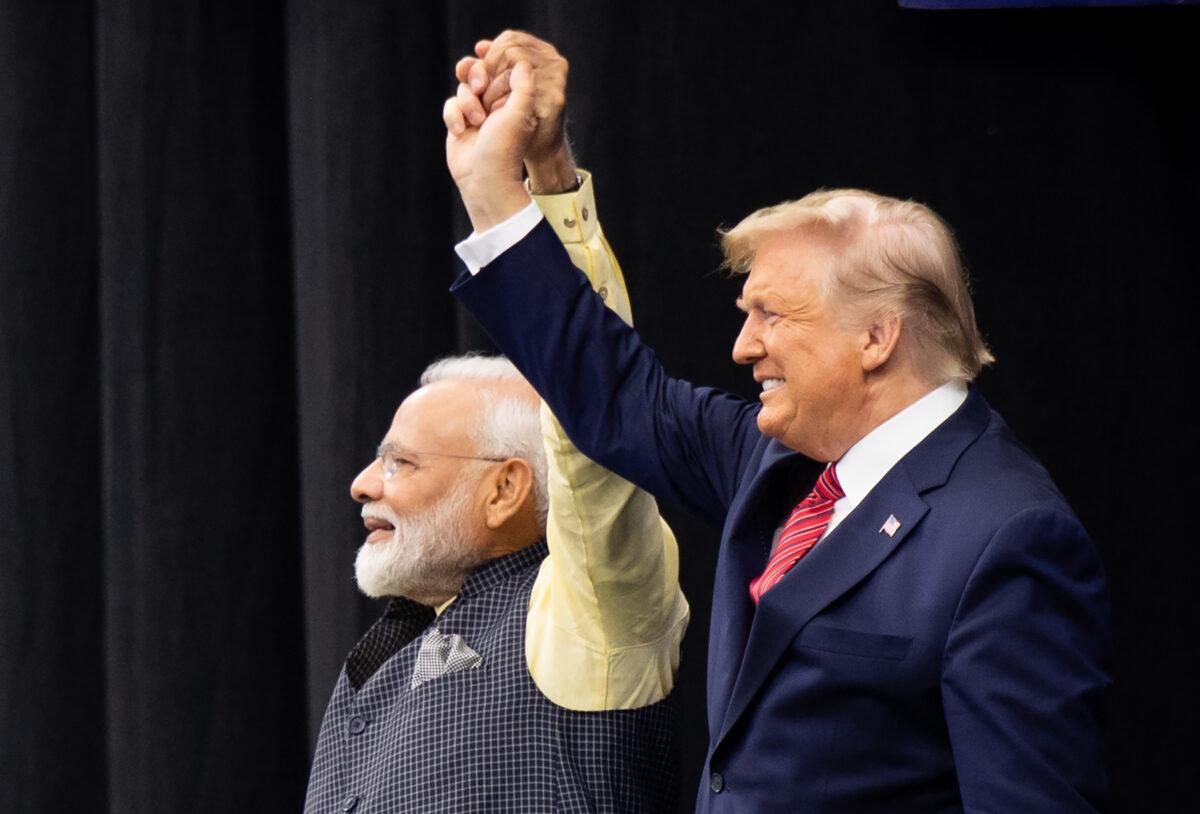 President Donald Trump and Indian Prime Minister Narendra Modi attend "Howdy, Modi!" at NRG Stadium in Houston, Texas on Sept 22, 2019. (SAUL LOEB/AFP/Getty Images)