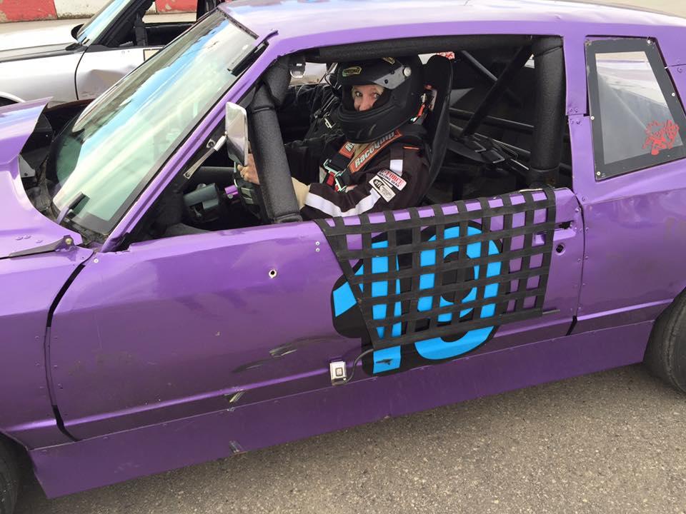 The author driving a stock car. (Courtesy of Janna Graber)