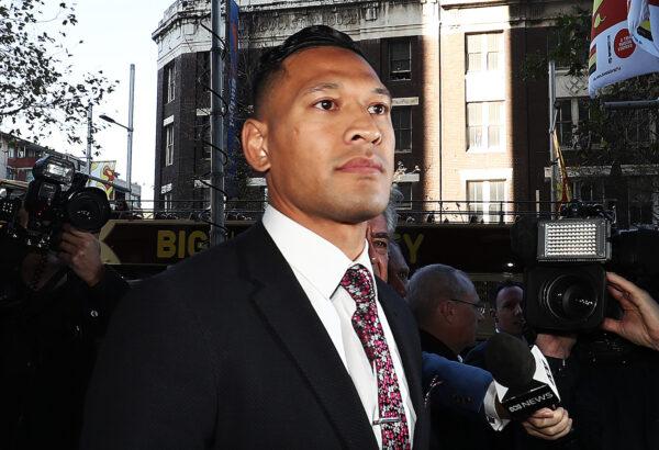 Israel Folau arrives ahead of his conciliation meeting with Rugby Australia at Fair Work Commission in Sydney, Australia, on June 28, 2019. (Mark Metcalfe/Getty Images)