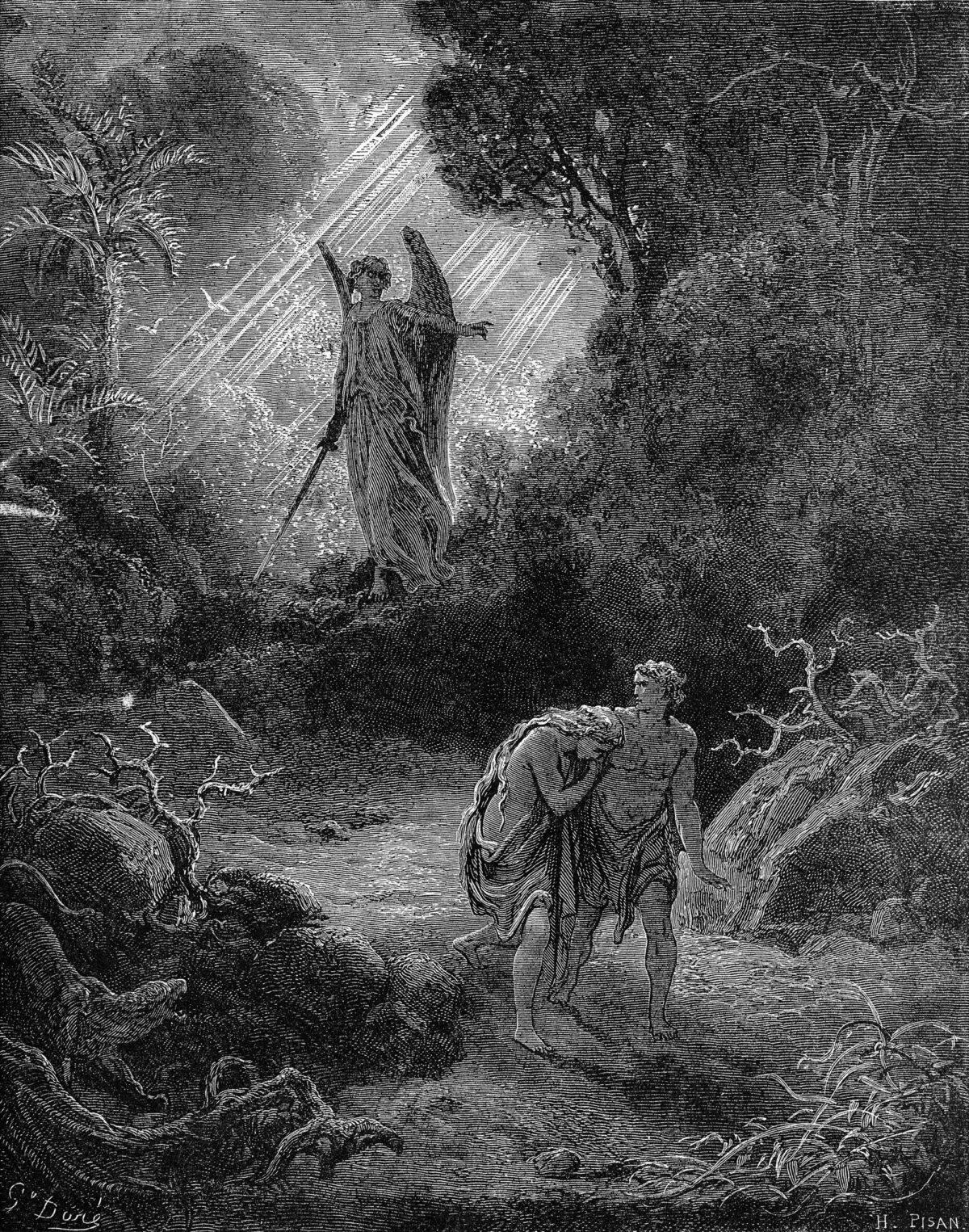 “The Expulsion of Adam and Eve From Paradise,” 1866, by Gustave Doré for “La Grande Bible de Tours.” (US-PD)