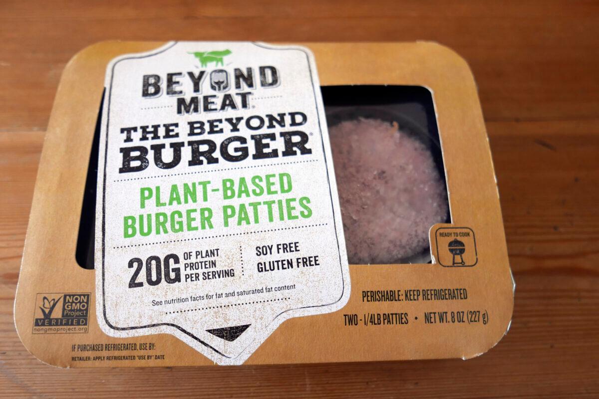 A package of meatless burgers in Orlando, Fla., on June 26, 2019. (John Raoux/AP)