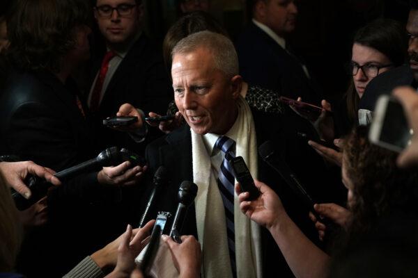 Rep.-elect Jeff Van Drew (D-N.J.) speaks to members of the media outside a closed House Democrats organizational meeting at Longworth House Office Building in Washington on Nov. 28, 2018. (Alex Wong/Getty Images)