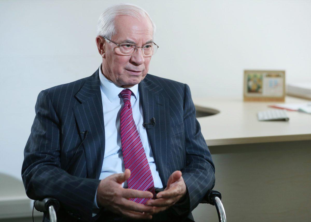 Former Ukrainian Prime Minister Mykola Azarov speaks during an interview with Reuters in Moscow, Russia, on Sept. 26, 2019. (Evgenia Novozhenina/Reuters)