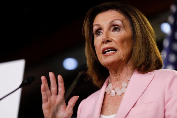 Speaker of the House Nancy Pelosi (D-Calif.) delivers remarks during her weekly news conference on Capitol Hill in Washington on Sept. 12, 2019. (Tom Brenner/Getty Images)