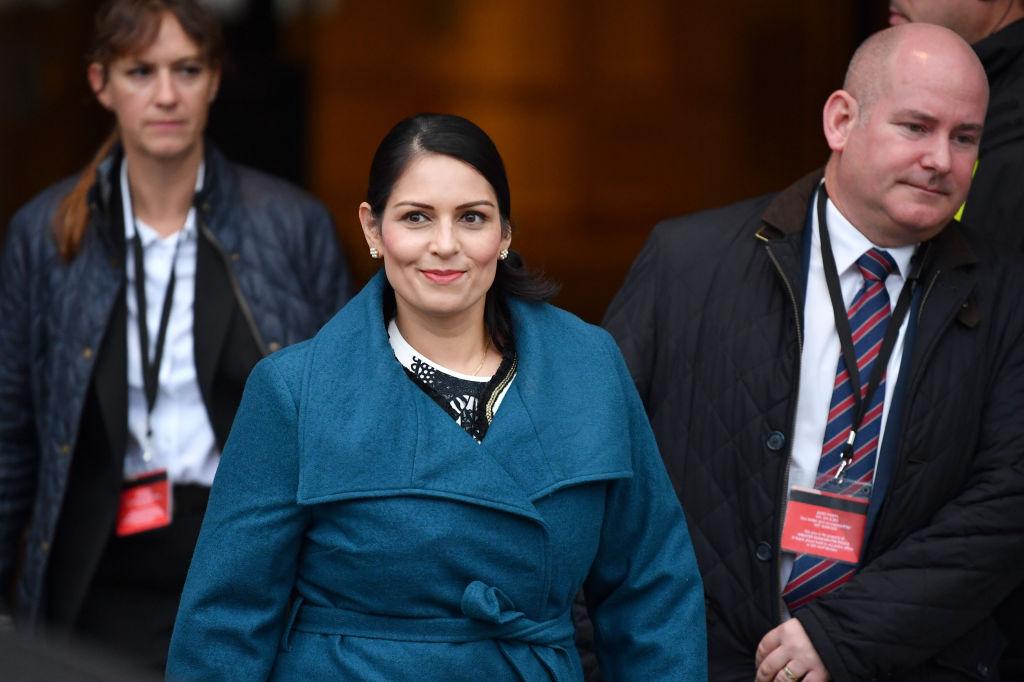 Priti Patel ahead of the Conservative Party Conference in Manchester, England, on Sept. 29, 2019. (Jeff J Mitchell/Getty Images)