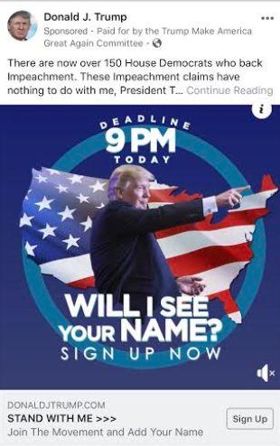 A Facebook screenshot shows one of President Donald Trump's campaign ads (Facebook / The Epoch Times)