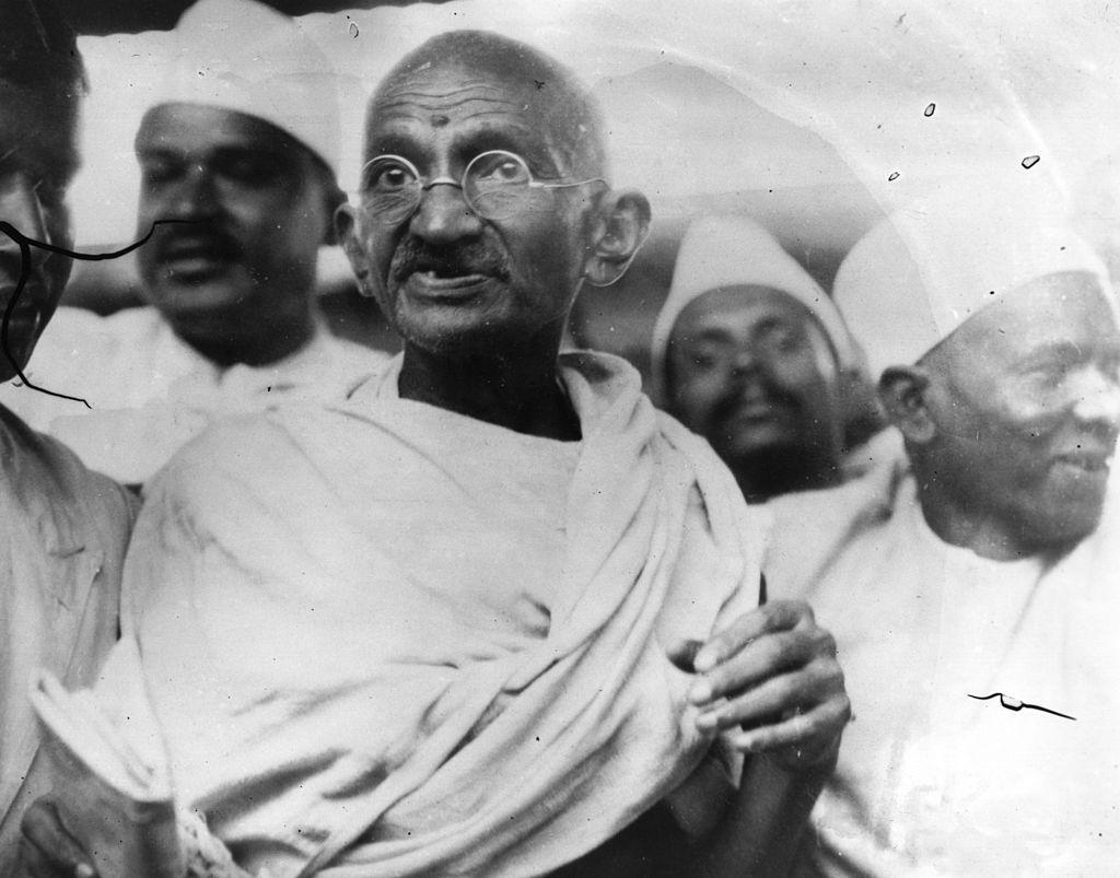 Mahatma Gandhi (Mohandas Karamchand Gandhi, 1869–1948), Indian nationalist and spiritual leader, leading the Salt March in protest against the government monopoly on salt production. (Central Press/Getty Images)