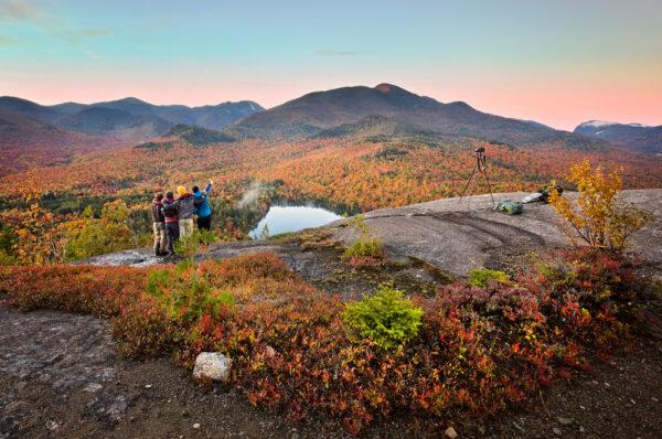 A group of hikers above Heart Lake in the Adirondacks. (Shutterstock)