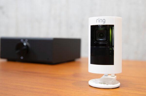 A "Ring Stick Up Cam" is pictured at the Amazon Headquarters in Seattle, Wash., on Sept. 20, 2018. (Stephen Brashear/Getty Images)