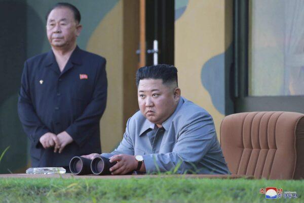 North Korean leader Kim Jong Un watches a missile test in North Korea, on July 25, 2019. (Korean Central News Agency/Korea News Service via AP)