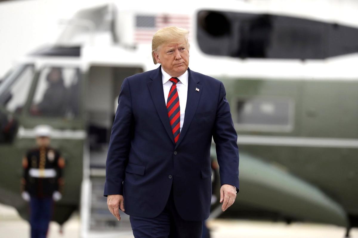 President Donald Trump departs O'Hare International Airport after speaking at the International Association of Chiefs of Police Annual Conference and Exposition, in Chicago on Oct. 28, 2019. (Evan Vucci/AP Photo)