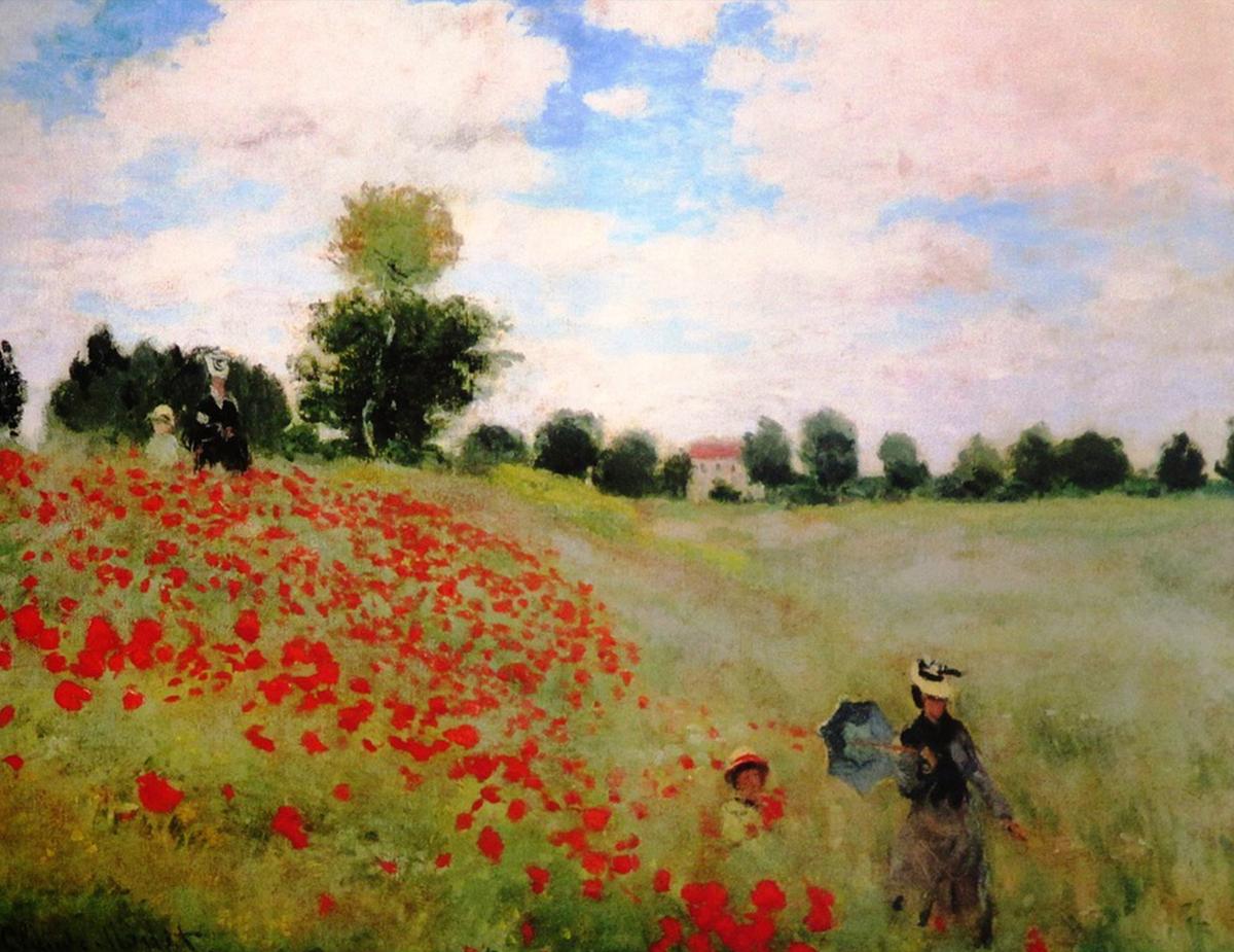Claude Monet <em>Poppy Field</em>, 1873 (©<a href="https://commons.wikimedia.org/wiki/File:Claude_Monet_-_Poppy_Field_-_adjusted.jpg">Wikimedia Commons</a>)