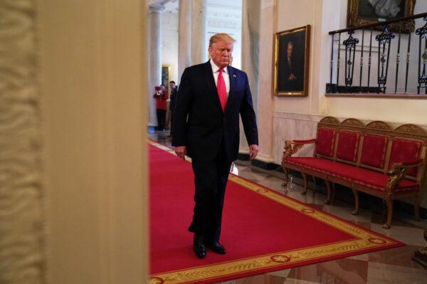 President Donald Trump arrives at an East Room event on “second chance hiring” in the White House on June 13, 2019. (Alex Wong/Getty Images)