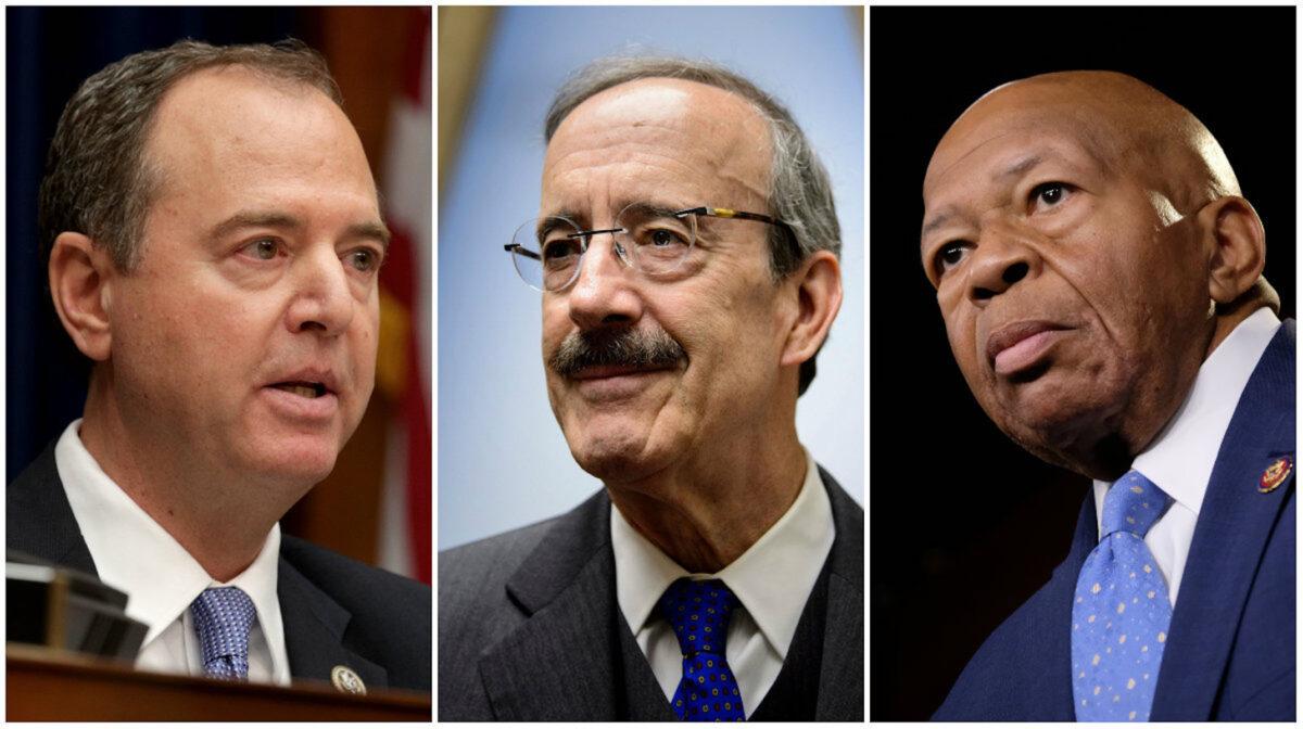 From left to right, House Intelligence Chairman Rep. Adam Schiff (D-Calif.) House Foreign Affairs Chairman Representative Eliot Engel (D-N.Y.), and House Oversight and Reform Chairman Elijah Cummings (D-Md.). (Alex Wong/Getty Images; Brendan Smialowski/AFP/Getty Images; Alex Wroblewski/Getty Images)