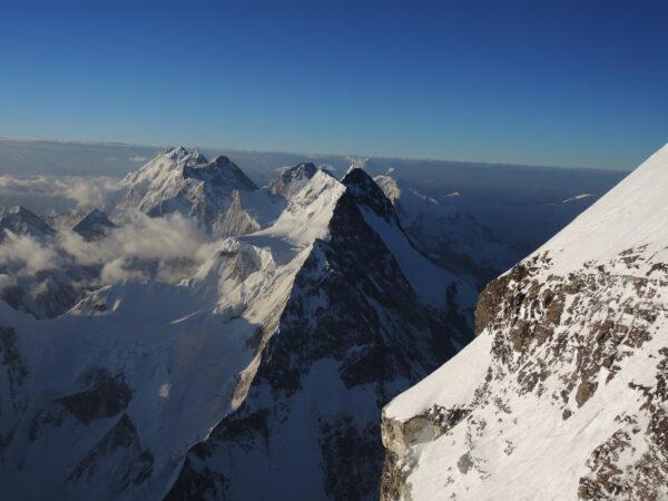 A view from K2 at 8,500 meters. (Courtesy of Adrian Hayes)