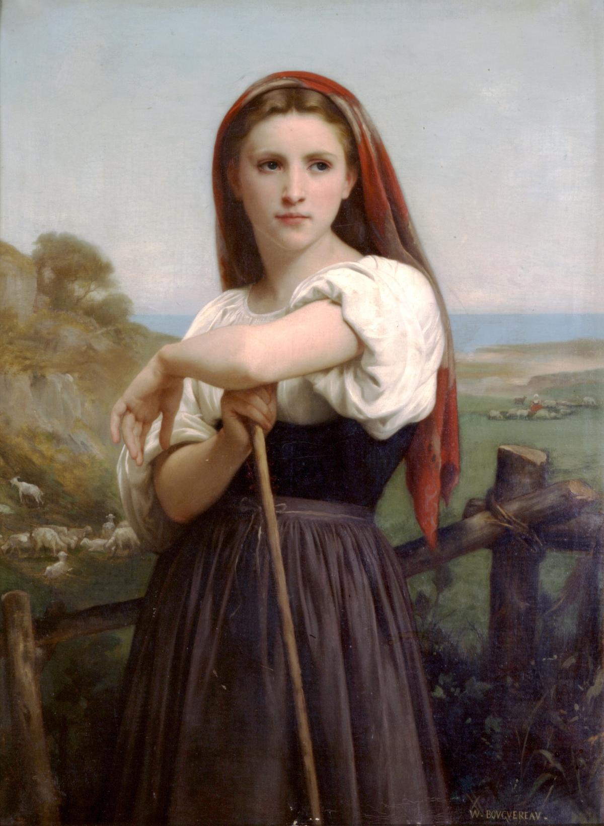 William Bouguereau, <em>Young Shepherdess.</em> 1868. (©<a href="https://commons.wikimedia.org/wiki/File:William-Adolphe_Bouguereau_(1825-1905)_-_Young_Shepherdess_(1868).jpg">Wikimedia Commons</a>)