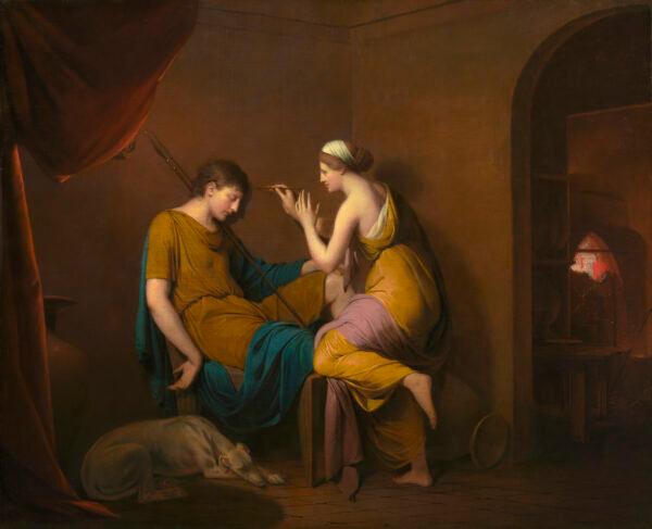 The creation of clay bas-relief portraiture as seen in "The Corinthian Maid," 1782–1784, by Joseph Wright. Oil on canvas. Paul Mellon Collection. (National Gallery of Art)