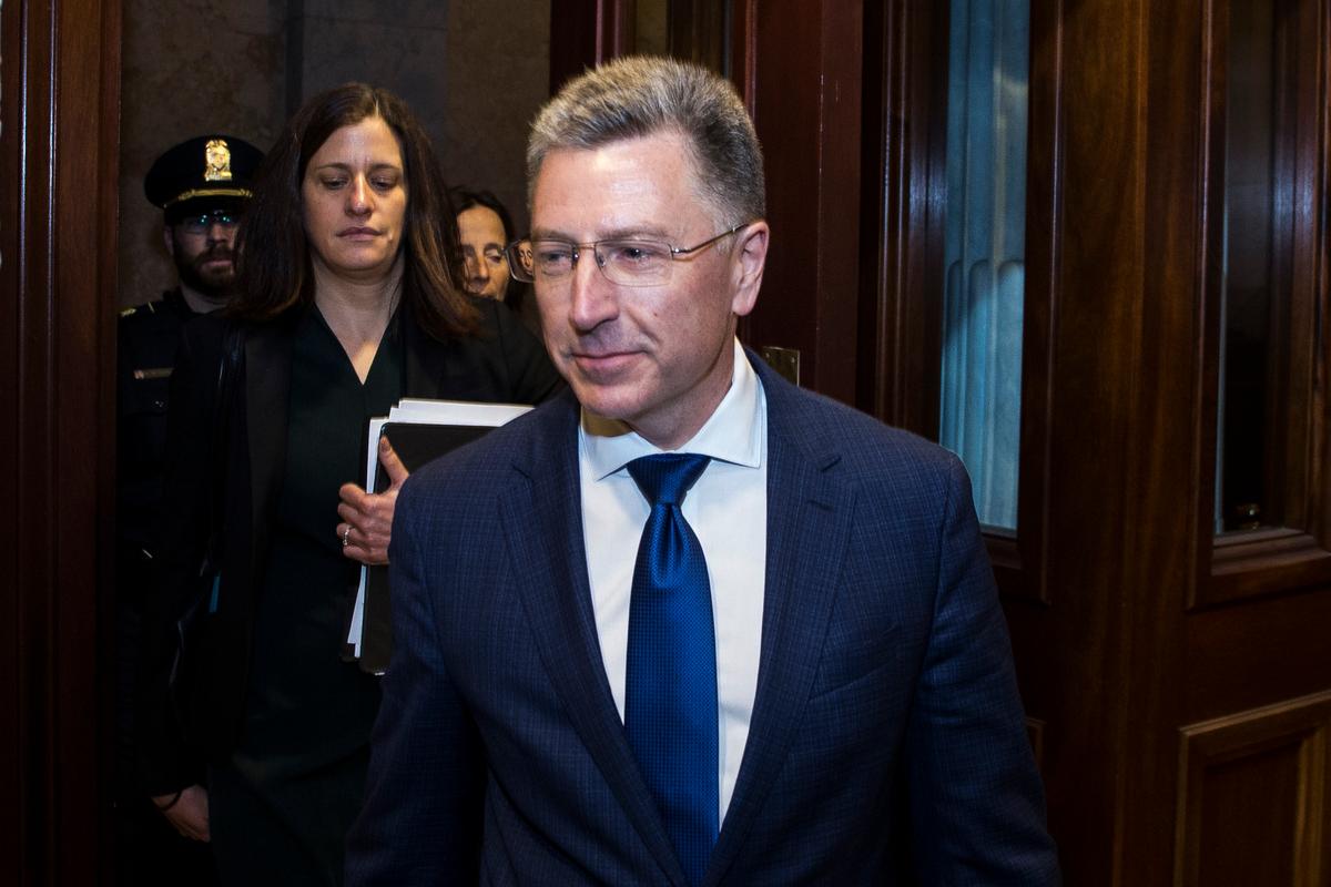 Former Special Envoy to Ukraine Kurt Volker departs following a closed-door deposition led by the House Intelligence Committee on Capitol Hill in Washington on Oct. 3, 2019. (Photo by Zach Gibson/Getty Images)