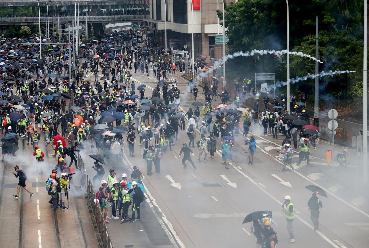Protesters attend a demonstration in Wan Chai district, in Hong Kong, on Oct. 6, 2019. (Athit Perawongmetha/Reuters)