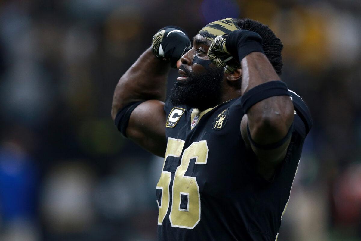 Demario Davis of the New Orleans Saints reacts after recovering a fumble during a game against the Pittsburgh Steelers in New Orleans, Louisiana, on December 23, 2018. (Sean Gardner/Getty Images)