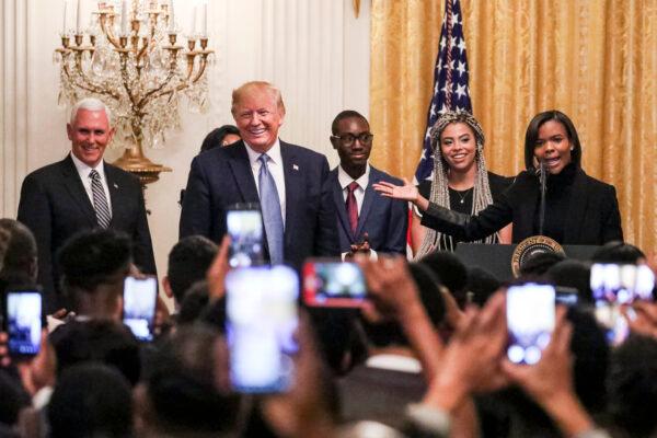 Candace Owens speaks at the Black Leadership Summit at the White House in Washington, on Oct. 4, 2019. (Charlotte Cuthbertson/The Epoch Times)