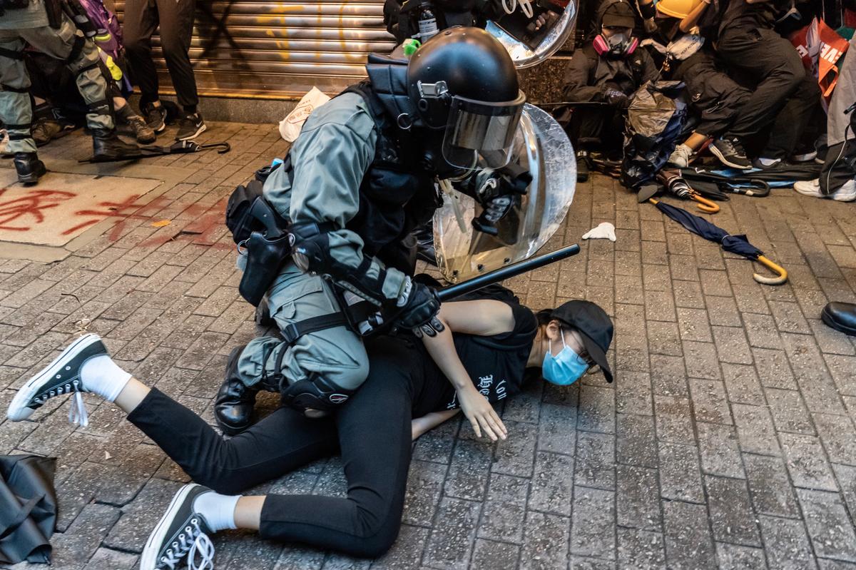Pro-democracy protesters arrested by police during a clash at a demonstration in Wan Chai district in Hong Kong, China on Oct. 6, 2019. (Anthony Kwan/Getty Images)