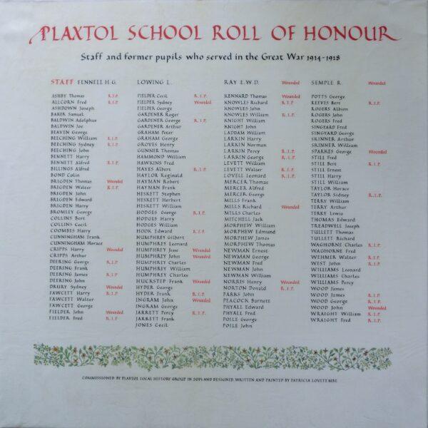Plaxtol School Roll of Honour, 2015, by Patricia Lovett. Gouache and watercolor on vellum stretched over a wooden support. (Patricia Lovett)