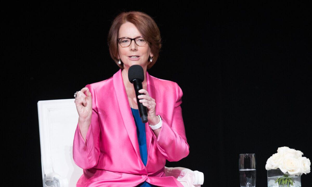 Former Australian Prime Minister Julia Gillard joins the "Let Girls Learn" Global Conversation at The Apollo Theater in New York City on Sept. 29, 2015. (Dave Kotinsky/Getty Images for Global Goals)