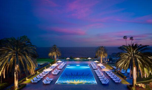 The Montage Laguna Beach's Mosaic Pool at twilight. (Courtesy of Montage)