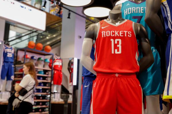 Customers shop in the NBA Store in New York City, on Oct. 7, 2019. (Brendan McDermid/Reuters)