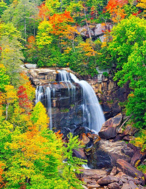 Upper Whitewater Falls drops some 411 feet and is the highest falls east of the Rocky Mountains. (Fred J. Eckert)