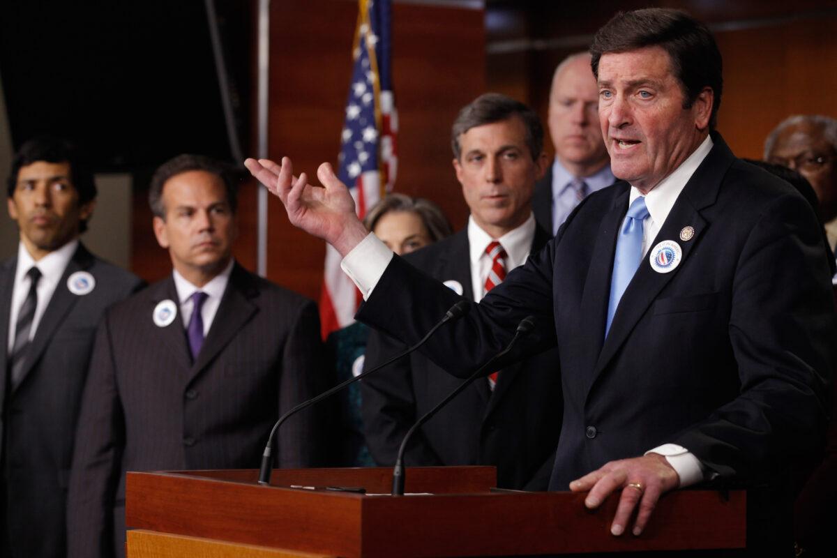 Rep. John Garamendi (D-Calif.) (R) joins House Democrats to announce their "Make It In America" agenda at the Capitol in Washington on May 4, 2011. (Chip Somodevilla/Getty Images)