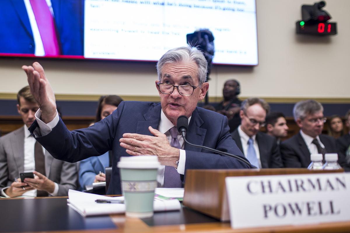 Federal Reserve Chairman Jerome Powell testifies during a House Financial Services Committee hearing on Capitol Hill in Washington on July 10, 2019. (Zach Gibson/Getty Images)