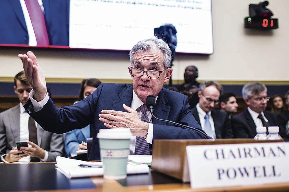 WASHINGTON, DC - JULY 10: Federal Reserve Chairman Jerome Powell testifies during a House Financial Services Committee hearing on Capitol Hill on July 10, 2019 in Washington, DC. Powell is testifying on monetary policy and the state of the economy. (Photo by Zach Gibson/Getty Images)