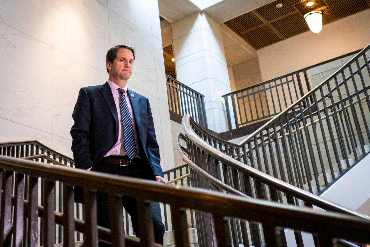 Rep. Jim Himes (D-Conn.) arrives for a closed door briefing with Intelligence Community Inspector General Michael Atkinson before the House Intelligence Committee in Washington on Oct. 4, 2019. (Pete Marovich/Getty Images)
