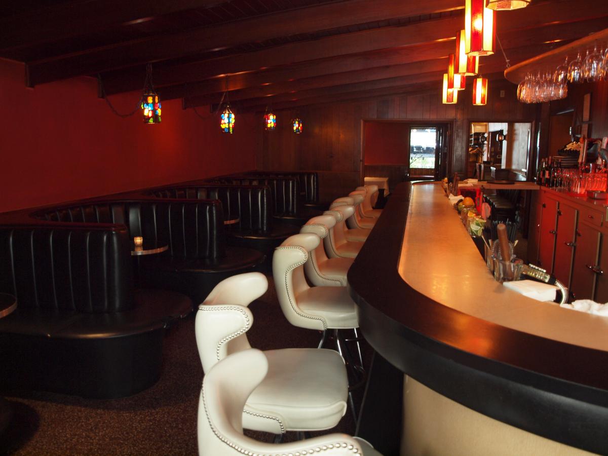 Padded bar stools along the bar at the Tornado Steak House in Madison, Wis. (Kevin Revolinski)